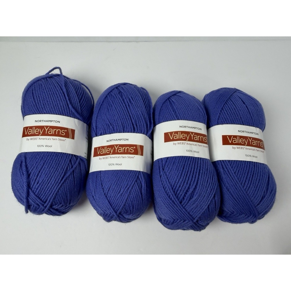 Valley Yarns Northampton 14 Deep Periwinkle Each 100gr 100% Wool 4 Skeins Blue